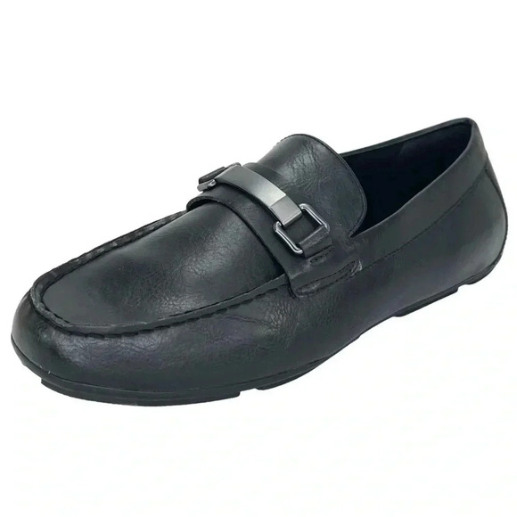 Alfani Egan Black Faux Leather Mens Bit Loafers Size 8M - Picture 1 of 10